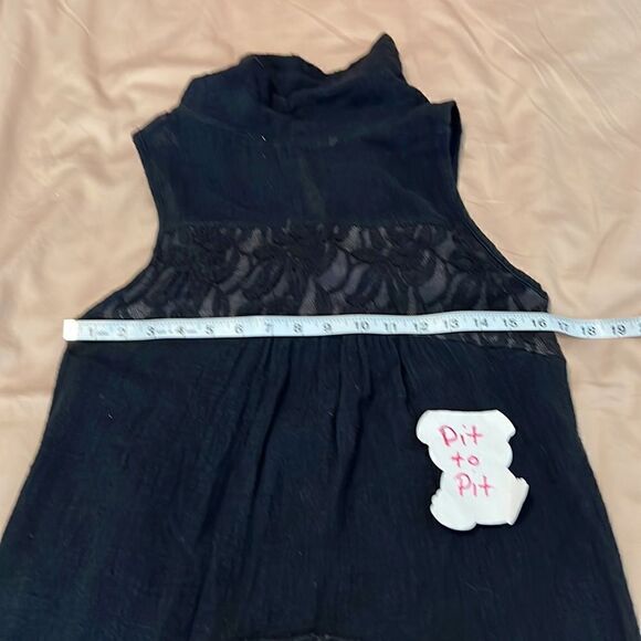 ctf international szS black&grey lace trim boho coverup w/pockets snap front GUC - Picture 5 of 9